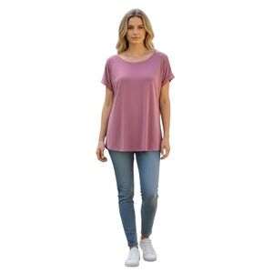 Athleta Mauve Plum Short Sleeve Tee Size Large